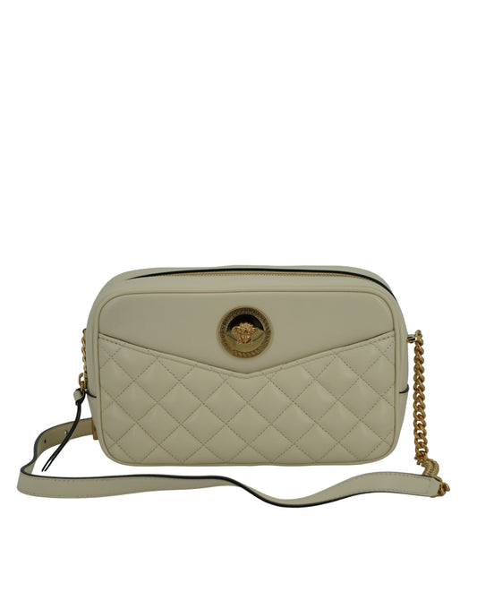 Versace Elegant White Leather Camera Shoulder Bag - KALAJ