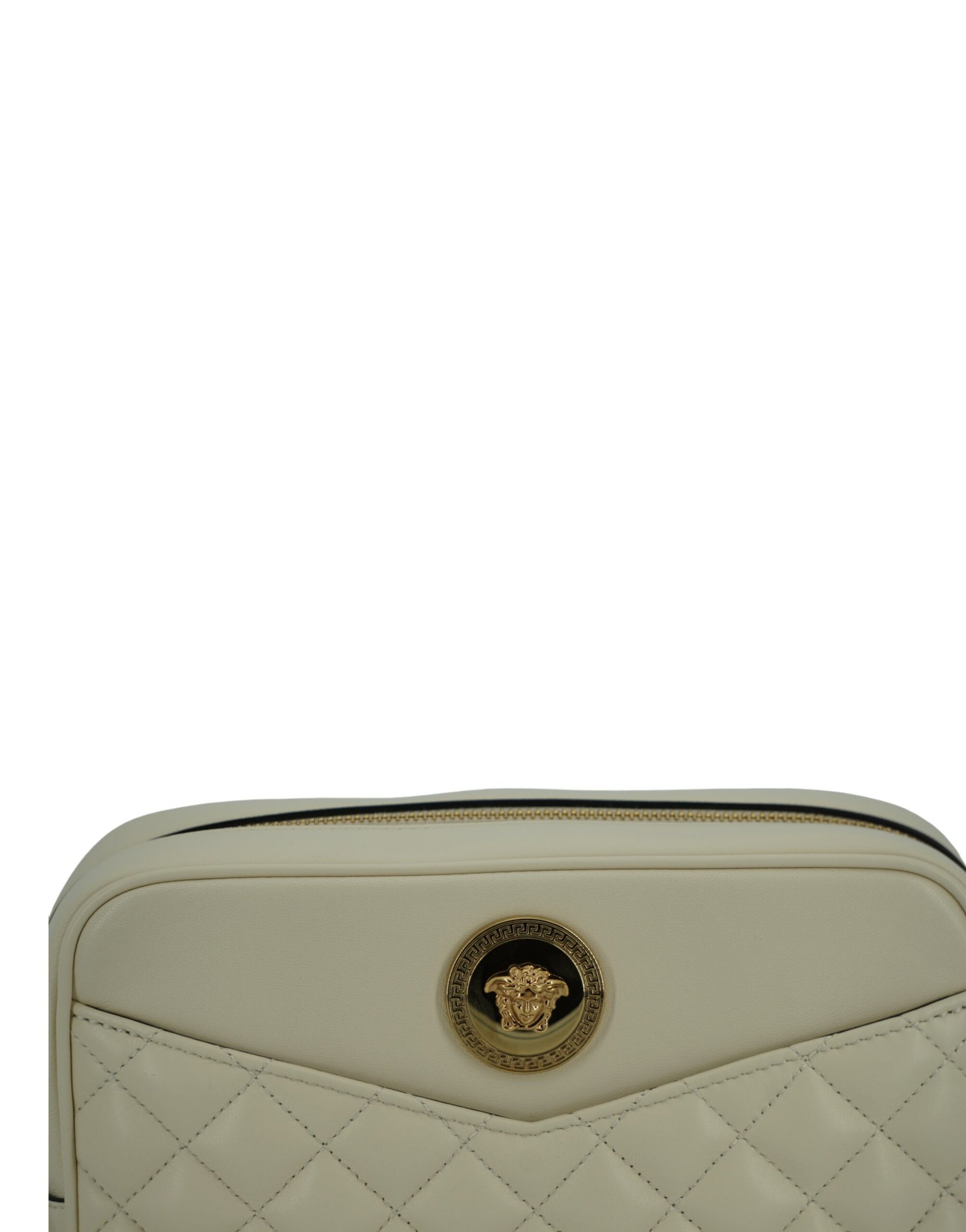 Versace Elegant White Leather Camera Shoulder Bag - KALAJ