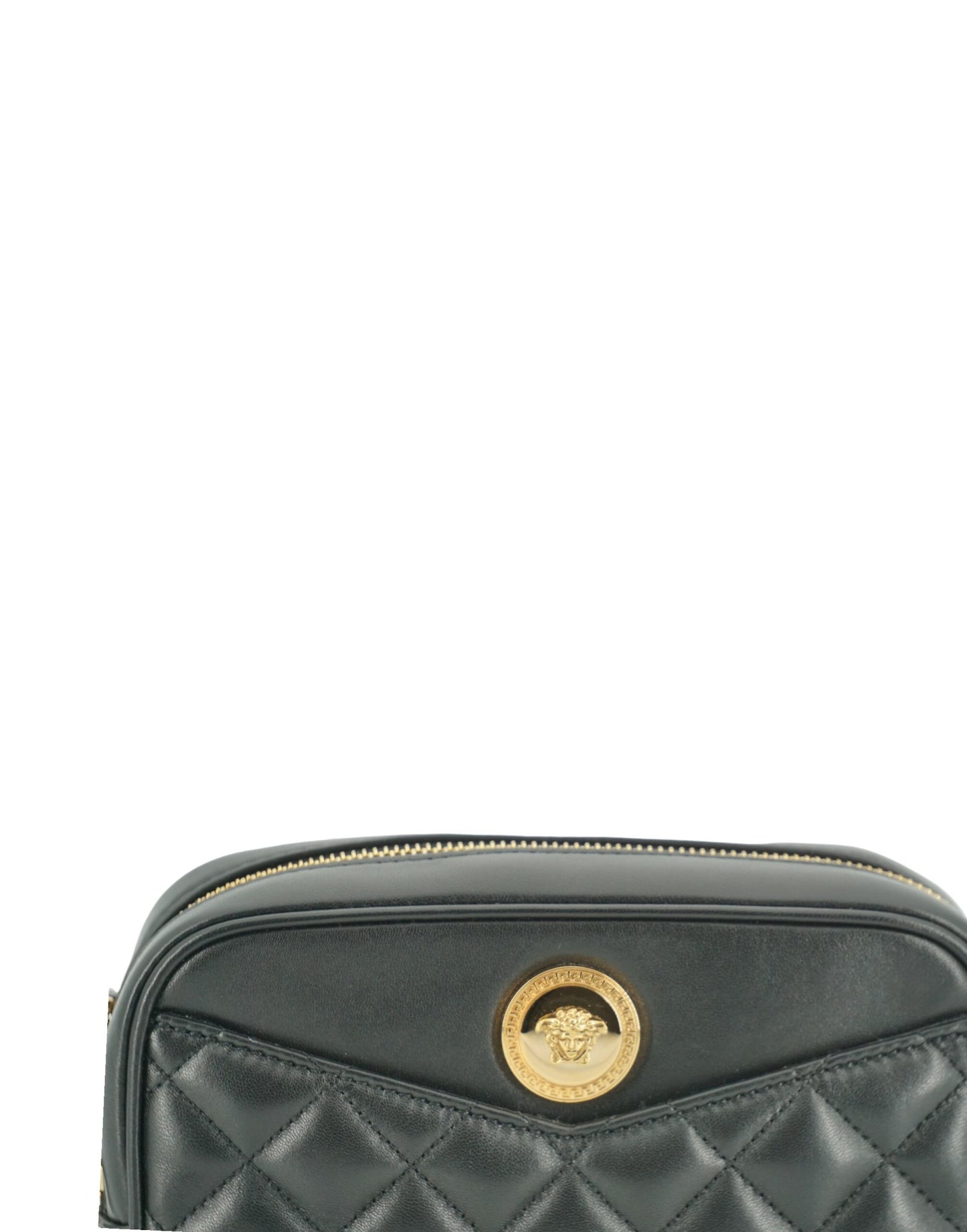 Versace Elegant Small Black Leather Crossbody Bag - KALAJ