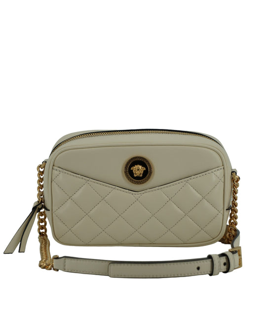 Versace Elegant White Lamb Leather Camera Bag - KALAJ