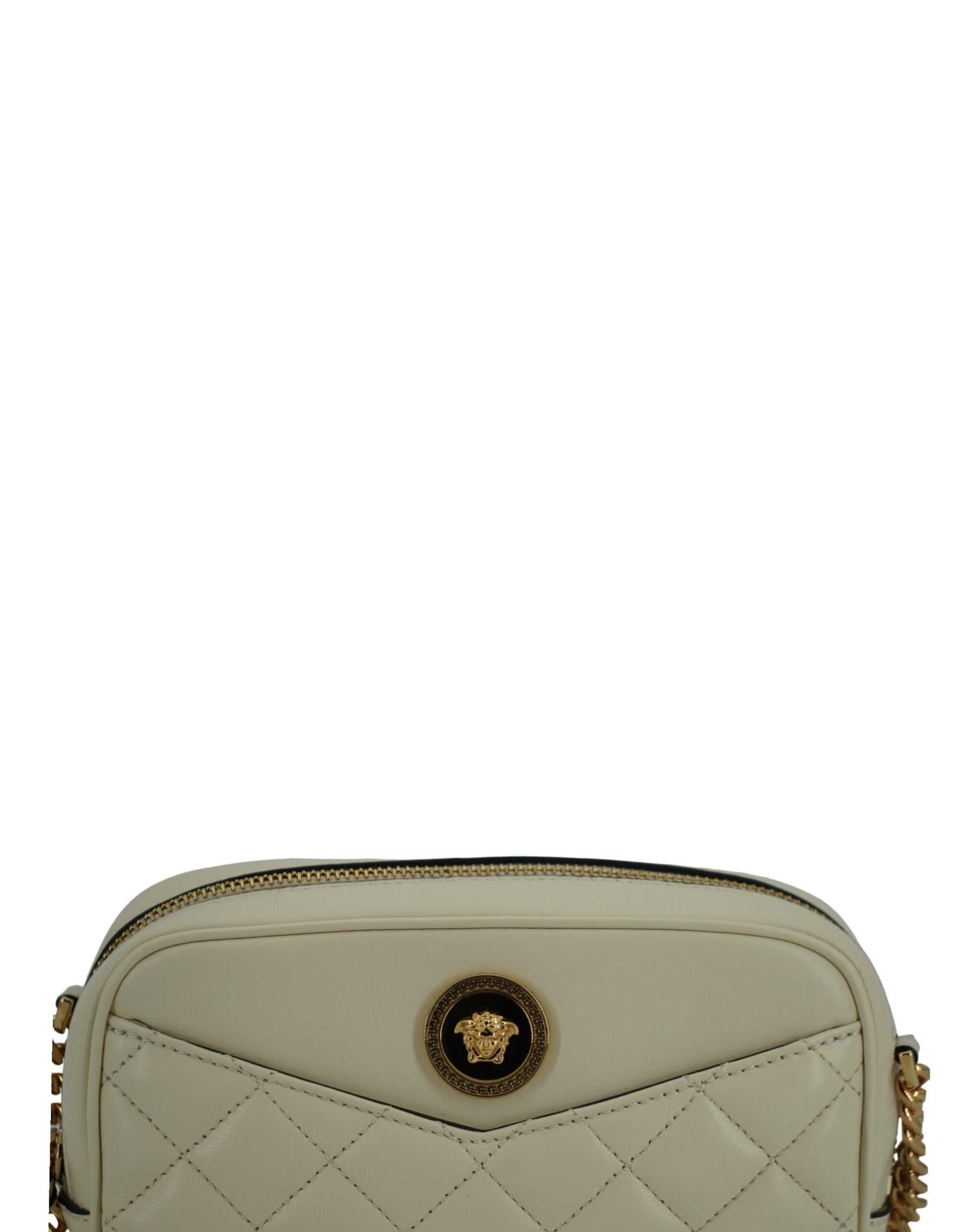 Versace Elegant White Lamb Leather Camera Bag - KALAJ