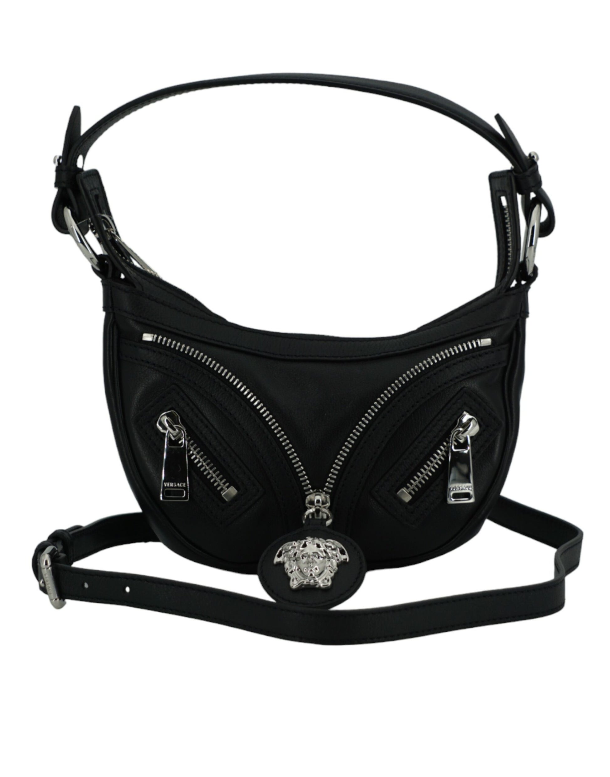 Versace Elegant Black Mini Hobo Shoulder Bag - KALAJ