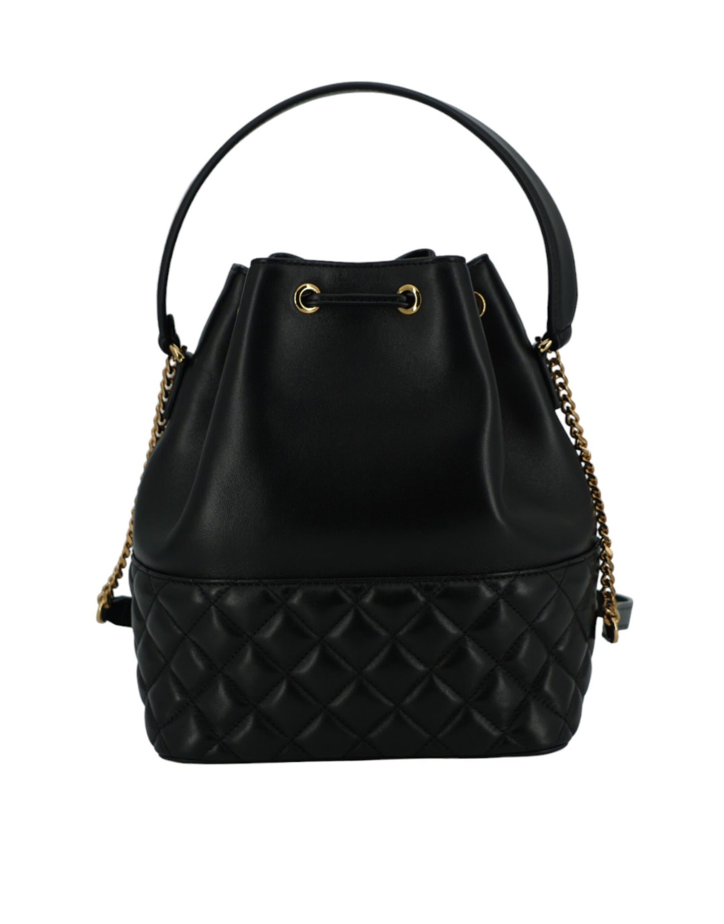 Versace Elegant Black Leather Medusa Bucket Shoulder Bag - KALAJ