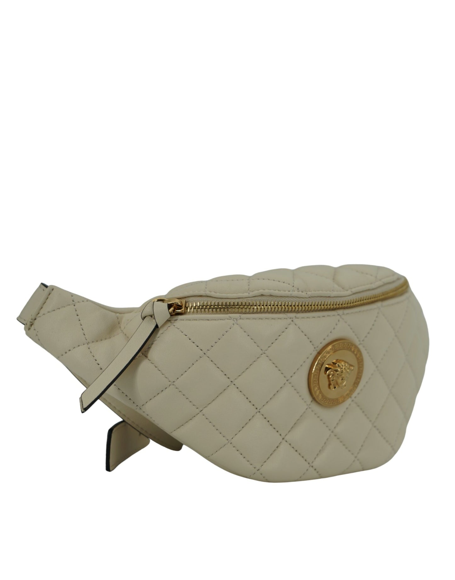 Versace Elegant White Lamb Leather Belt Bag - KALAJ