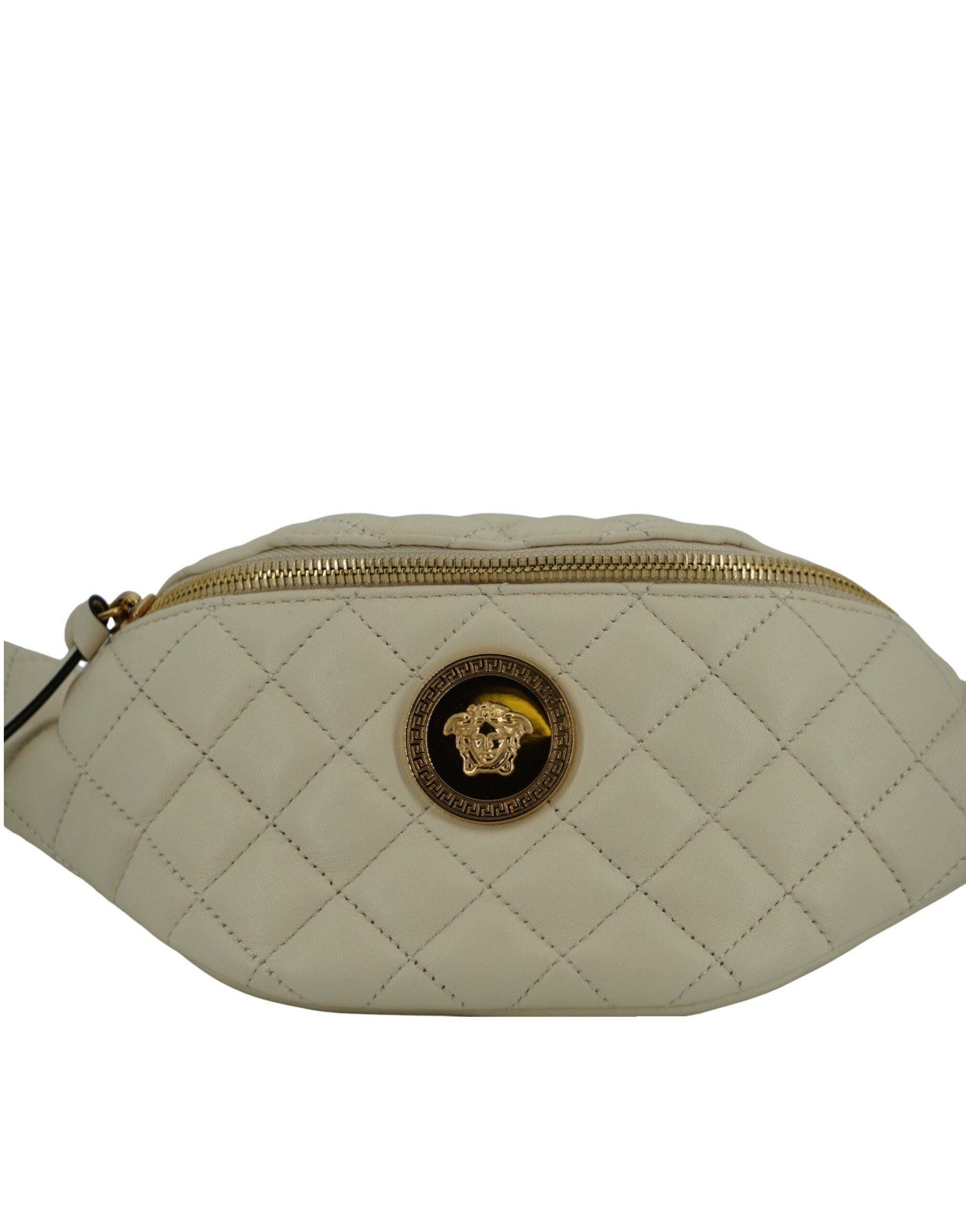 Versace Elegant White Lamb Leather Belt Bag - KALAJ