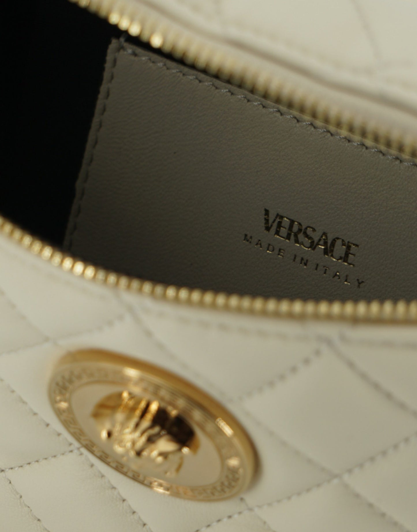 Versace Elegant White Lamb Leather Belt Bag - KALAJ