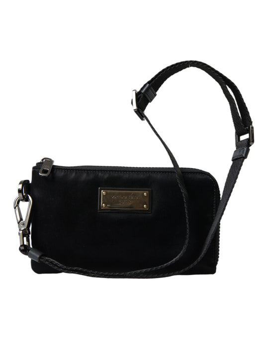 Dolce & Gabbana Elegant Black Nylon & Leather Pouch - KALAJ