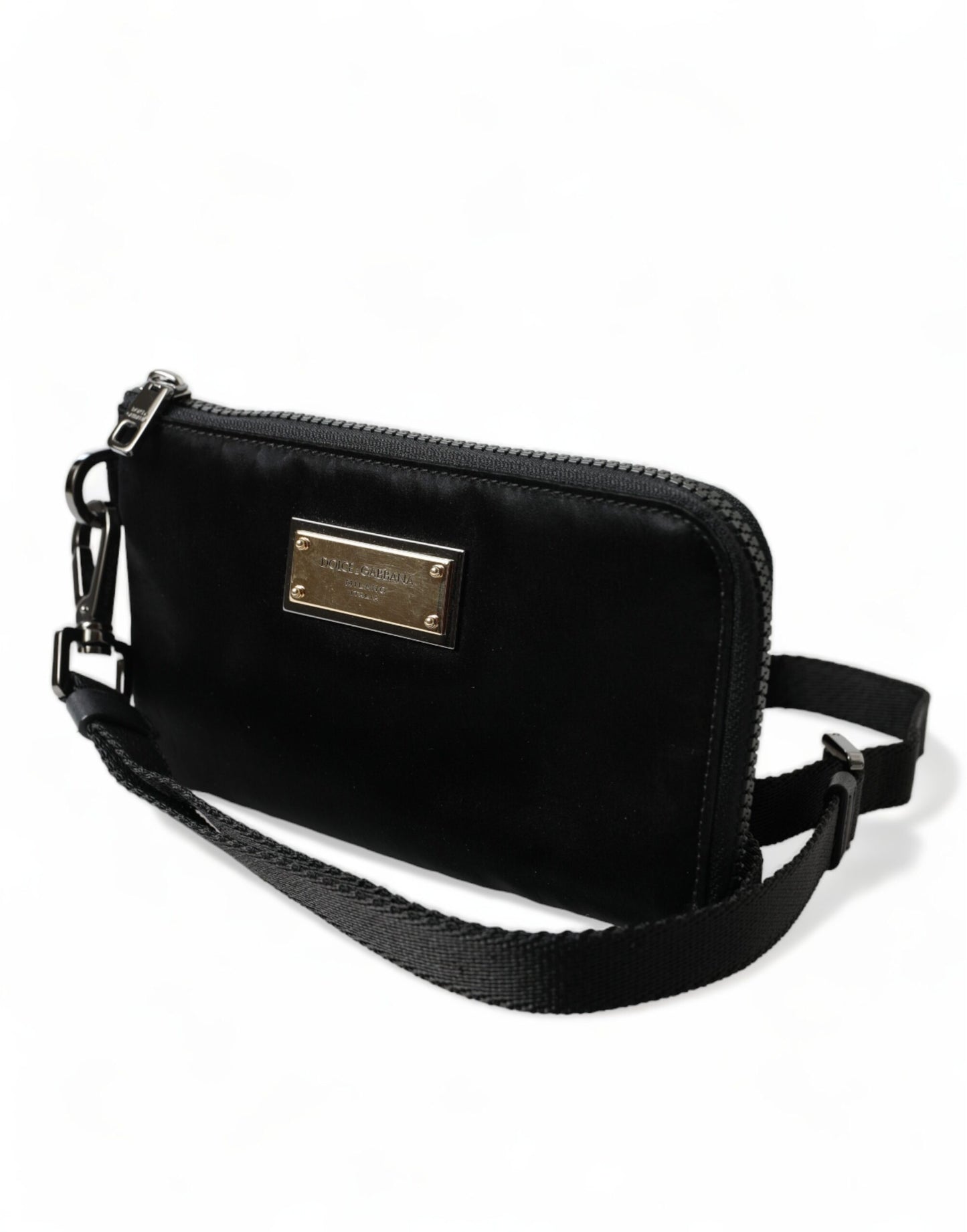 Dolce & Gabbana Elegant Black Nylon & Leather Pouch - KALAJ