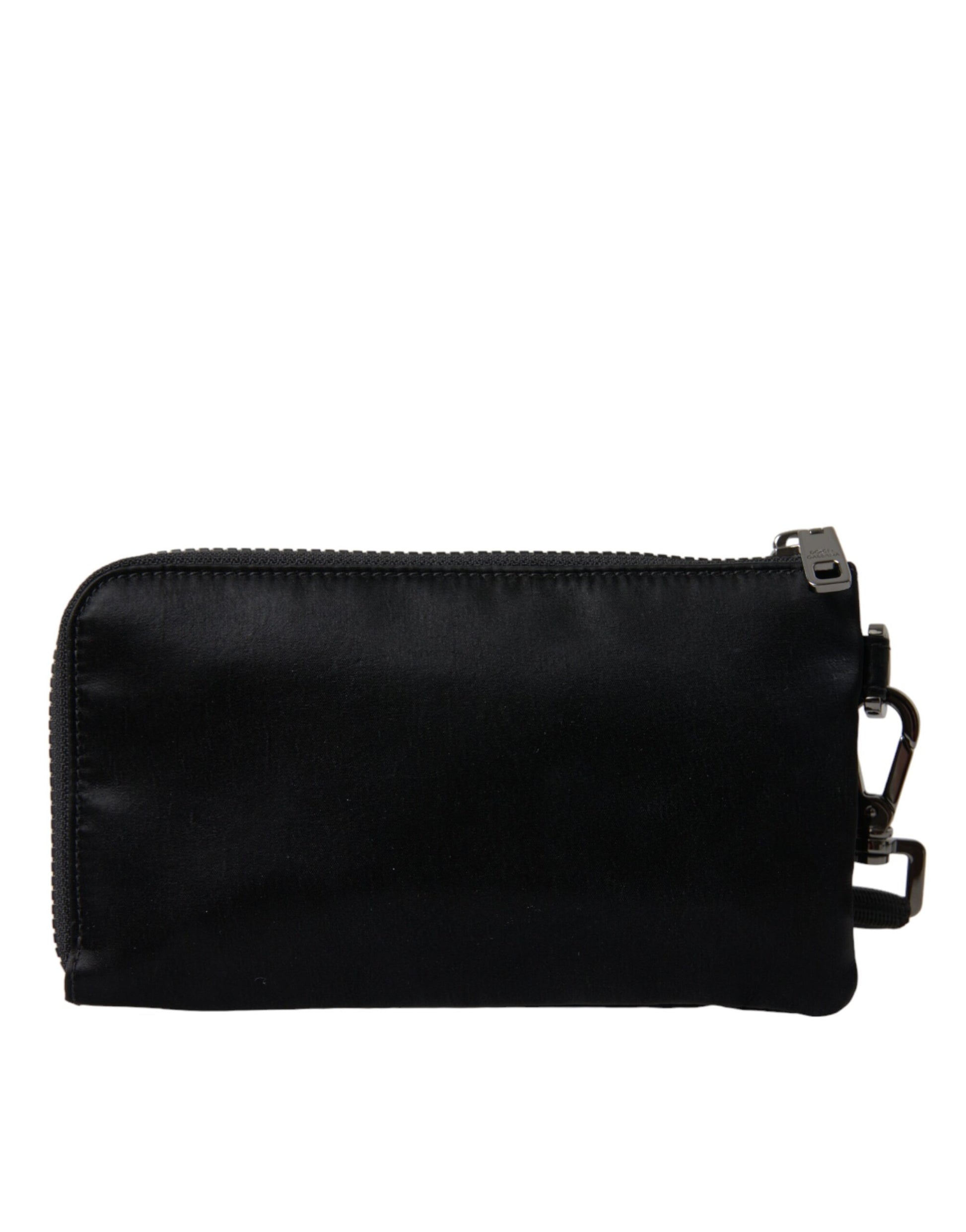 Dolce & Gabbana Elegant Black Nylon & Leather Pouch - KALAJ