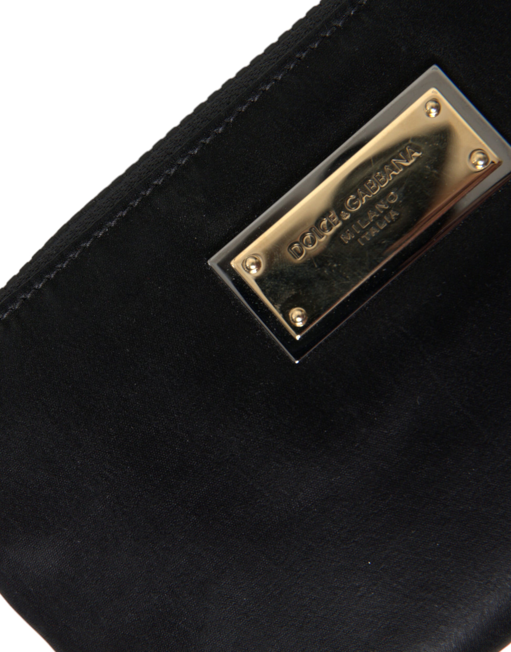 Dolce & Gabbana Elegant Black Nylon & Leather Pouch - KALAJ