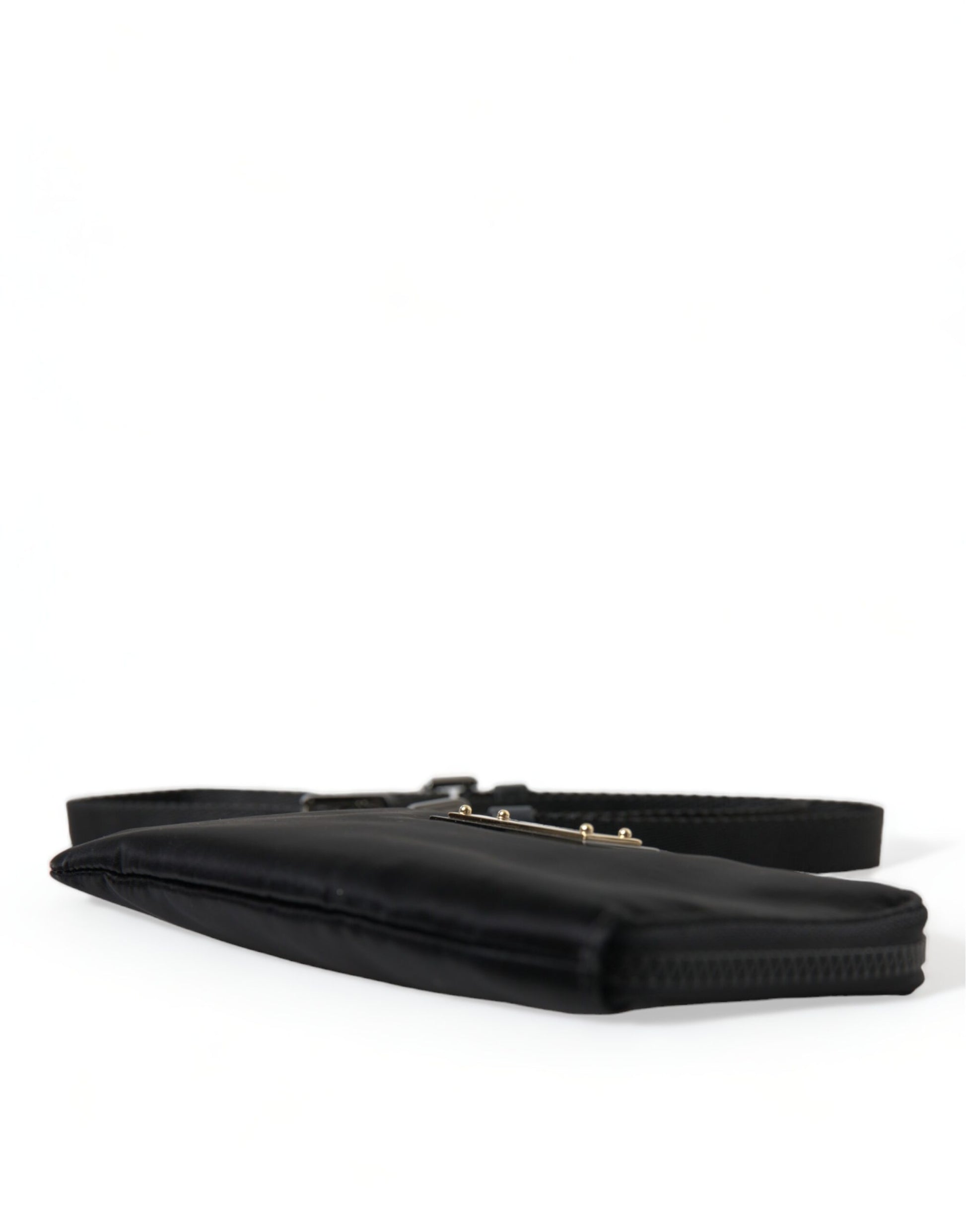 Dolce & Gabbana Elegant Black Nylon & Leather Pouch - KALAJ