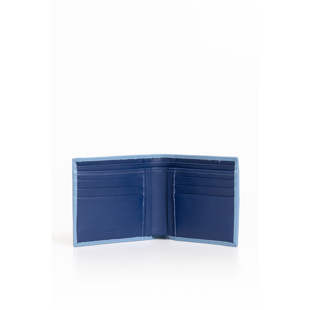 Trussardi Light Blue Leather Men Wallet - KALAJ