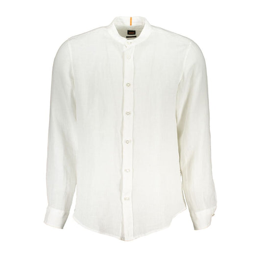 Hugo Boss White Linen Men Shirt