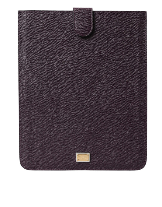 Dolce & Gabbana Elegant Leather Tablet Pouch in Rich Brown - KALAJ