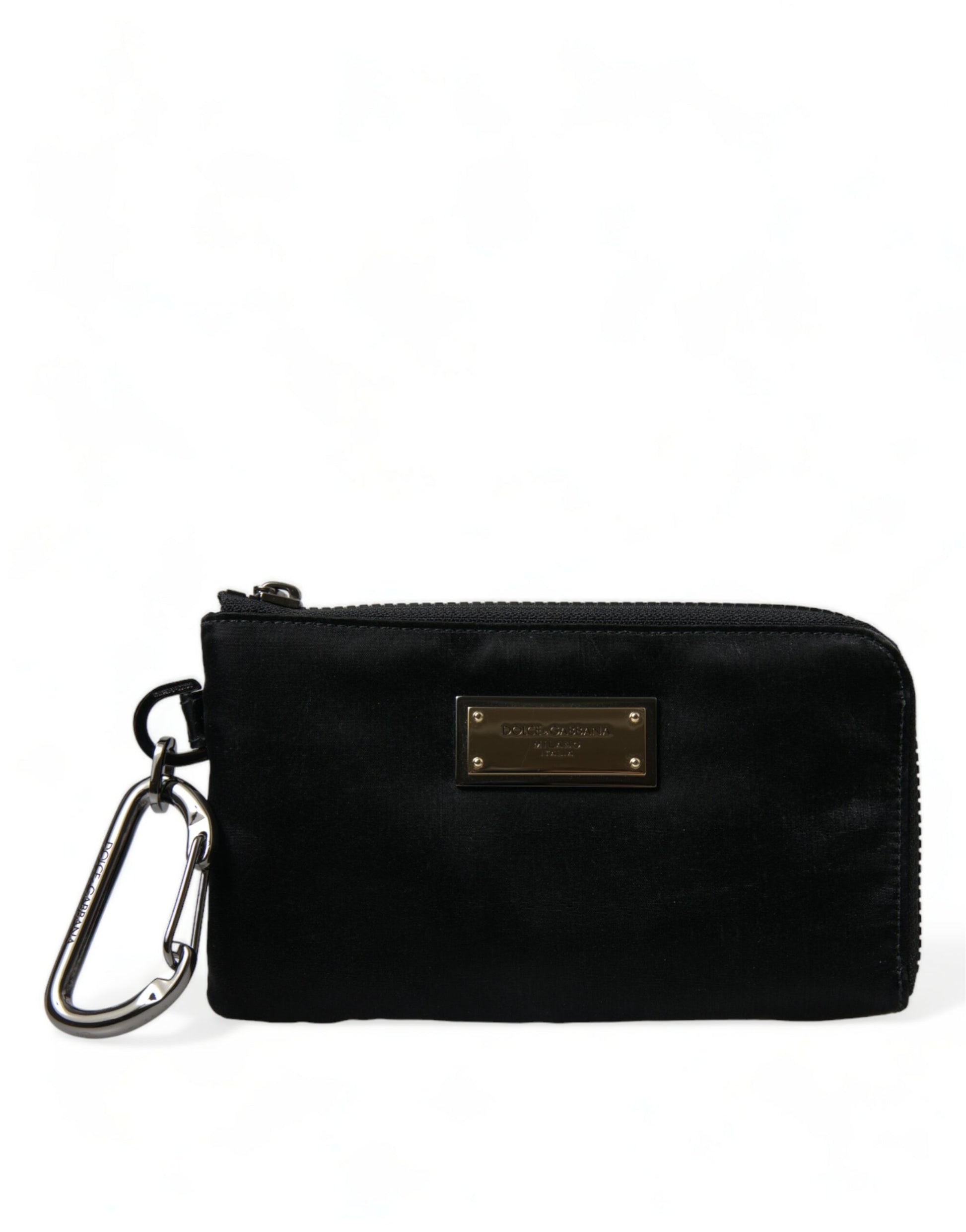 Dolce & Gabbana Elite Black Nylon & Leather Pouch with Logo Detail - KALAJ