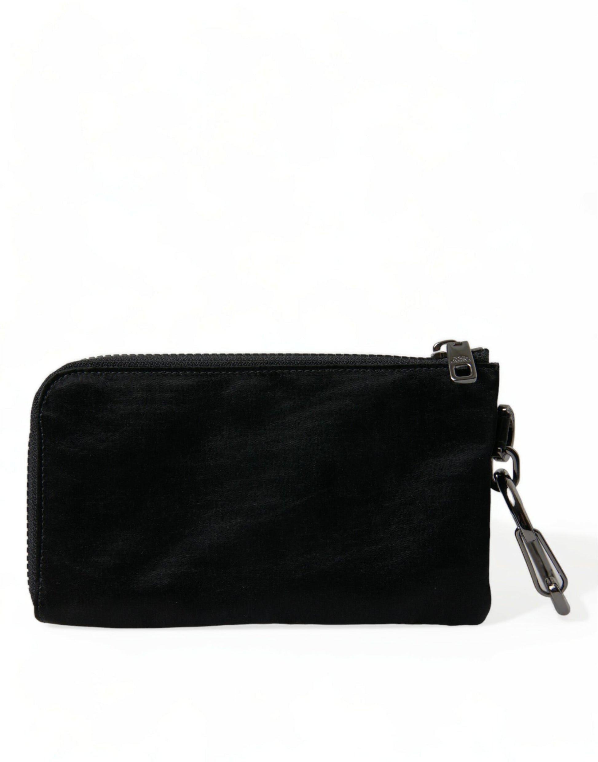 Dolce & Gabbana Elite Black Nylon & Leather Pouch with Logo Detail - KALAJ