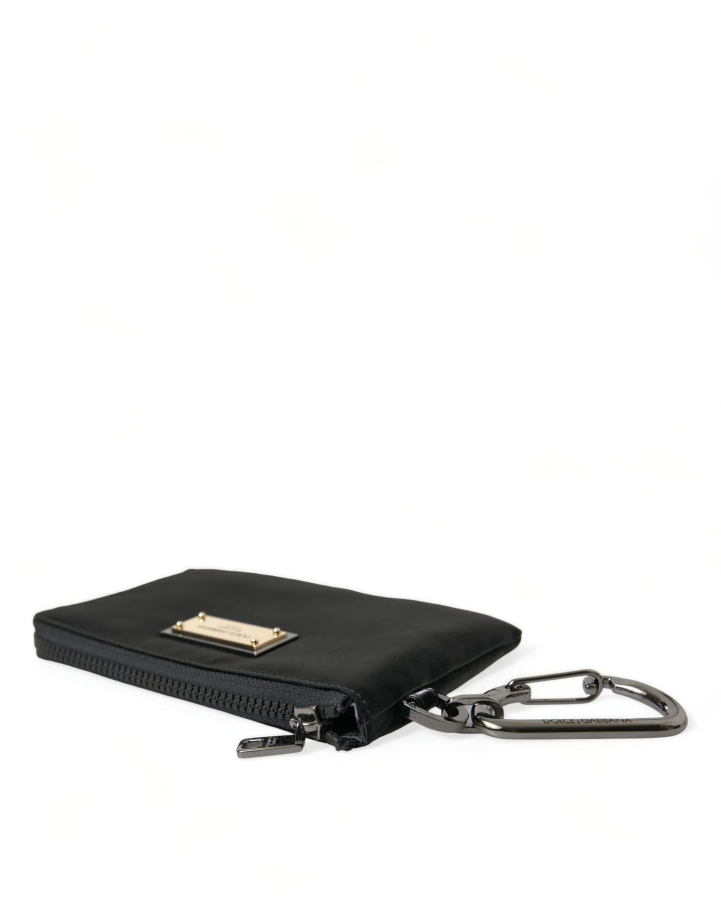 Dolce & Gabbana Elite Black Nylon & Leather Pouch with Logo Detail - KALAJ