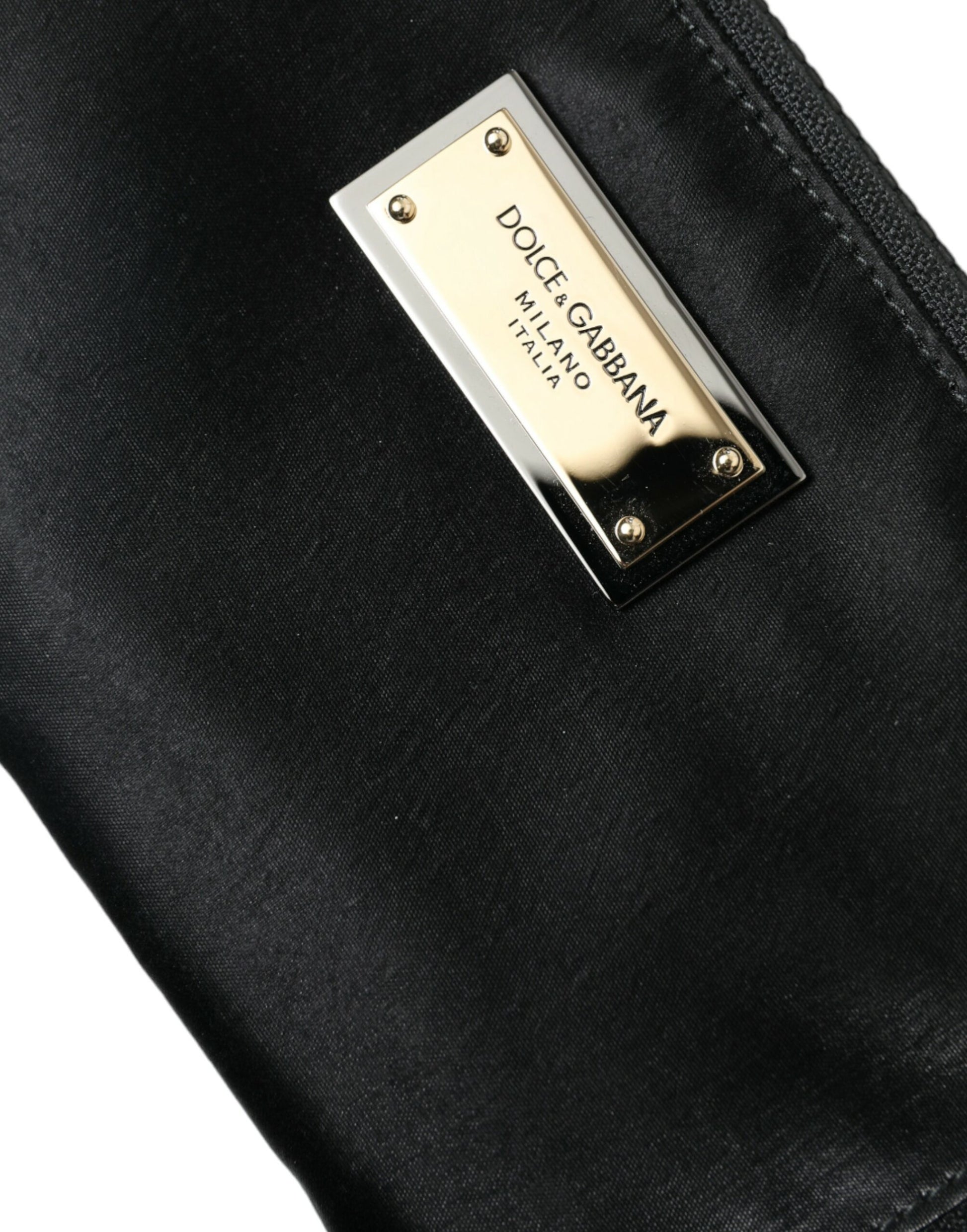 Dolce & Gabbana Elite Black Nylon & Leather Pouch with Logo Detail - KALAJ