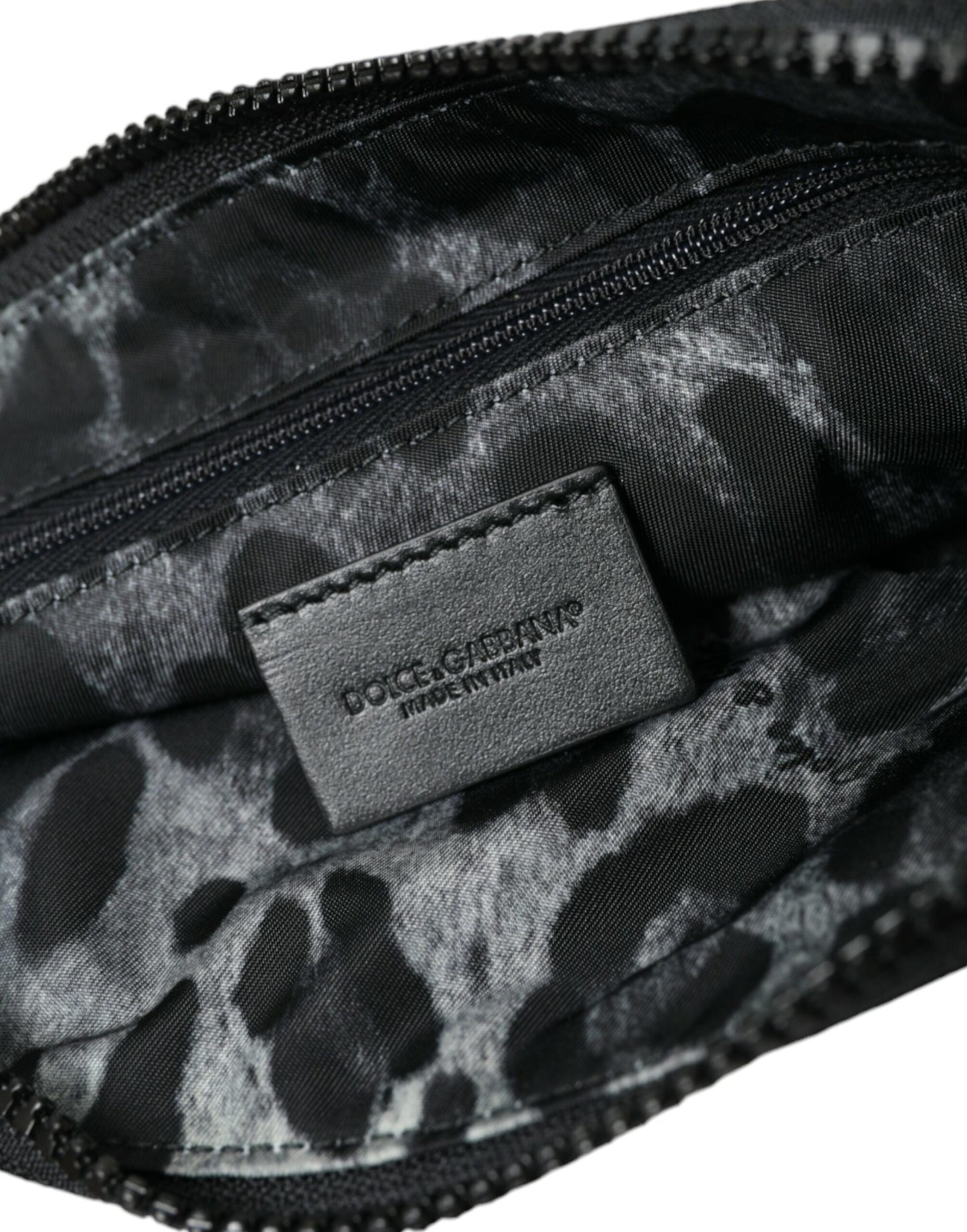 Dolce & Gabbana Elite Black Nylon & Leather Pouch with Logo Detail - KALAJ