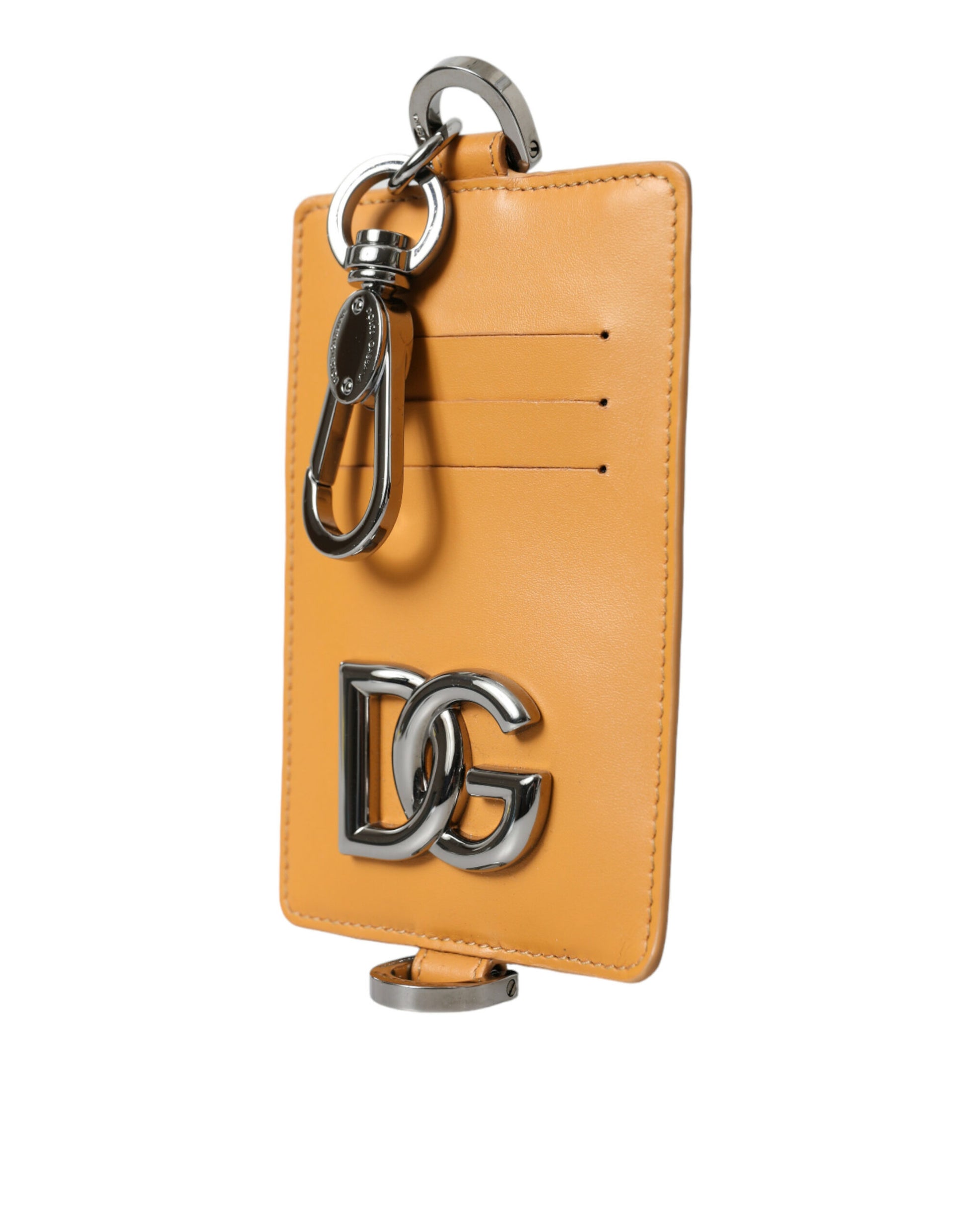 Dolce & Gabbana Elegant Orange Calf Leather Card Holder - KALAJ