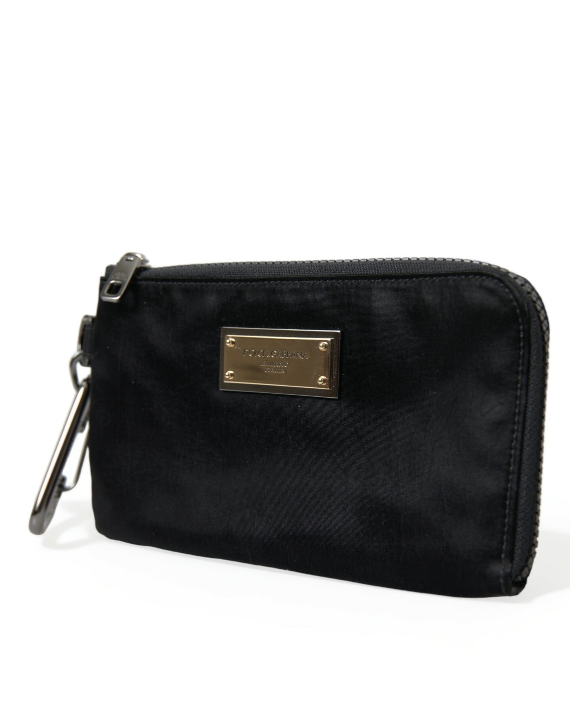 Dolce & Gabbana Sleek Designer Nylon-Leather Pouch in Black - KALAJ