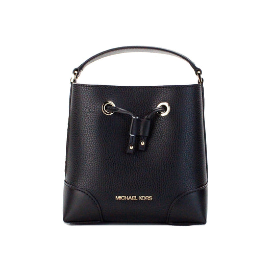 Michael Kors Mercer Small Black Pebbled Leather Bucket Crossbody Bag Purse - KALAJ