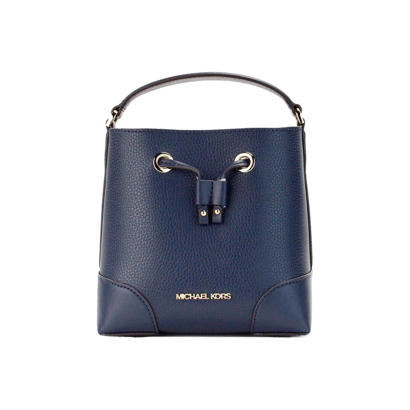 Michael Kors Mercer Small Navy Pebbled Leather Bucket Crossbody Bag Purse - KALAJ