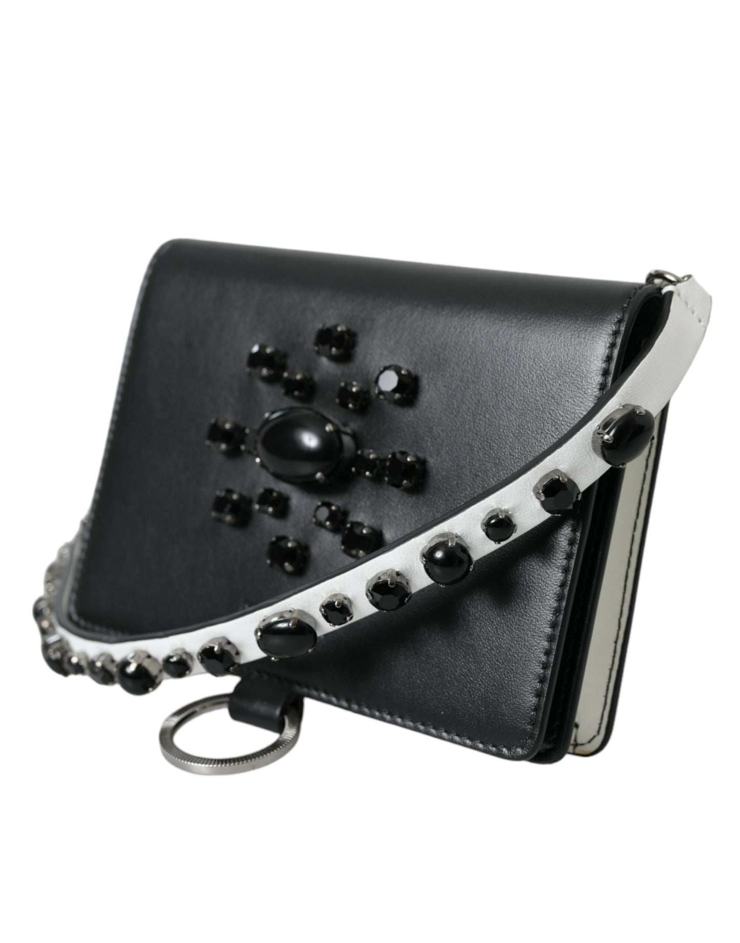 Dolce & Gabbana Elegant Crystal-Embellished Leather Card Holder - KALAJ