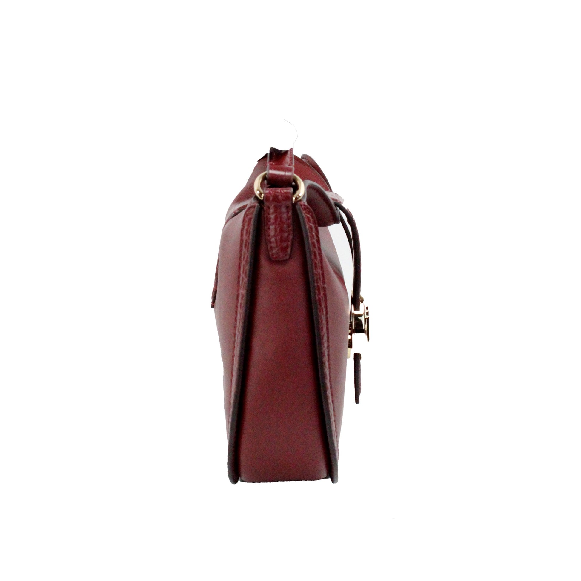 Michael Kors Gabby Small Dark Cherry Leather Foldover Hobo Crossbody Bag - KALAJ