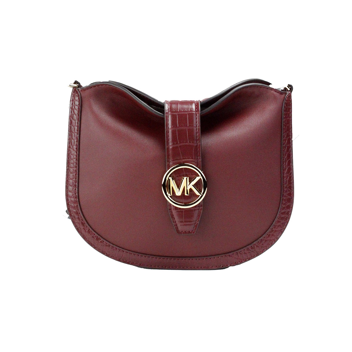 Michael Kors Gabby Small Dark Cherry Leather Foldover Hobo Crossbody Bag - KALAJ