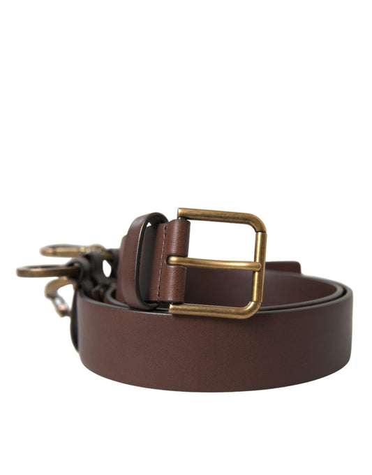 Dolce & Gabbana Elegant Brown Calf Leather Belt - Timeless Accessory - KALAJ