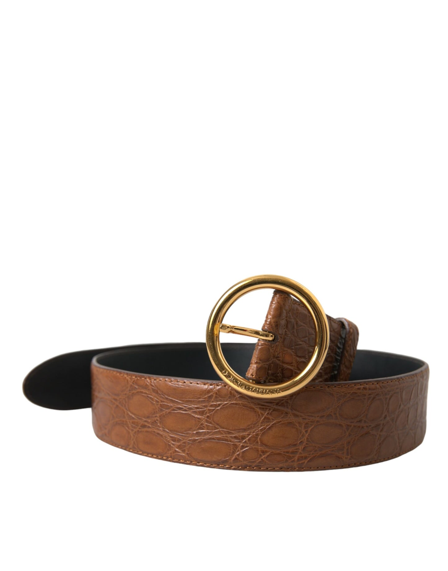 Dolce & Gabbana Elegant Exotic Leather Belt - Rich Brown - KALAJ