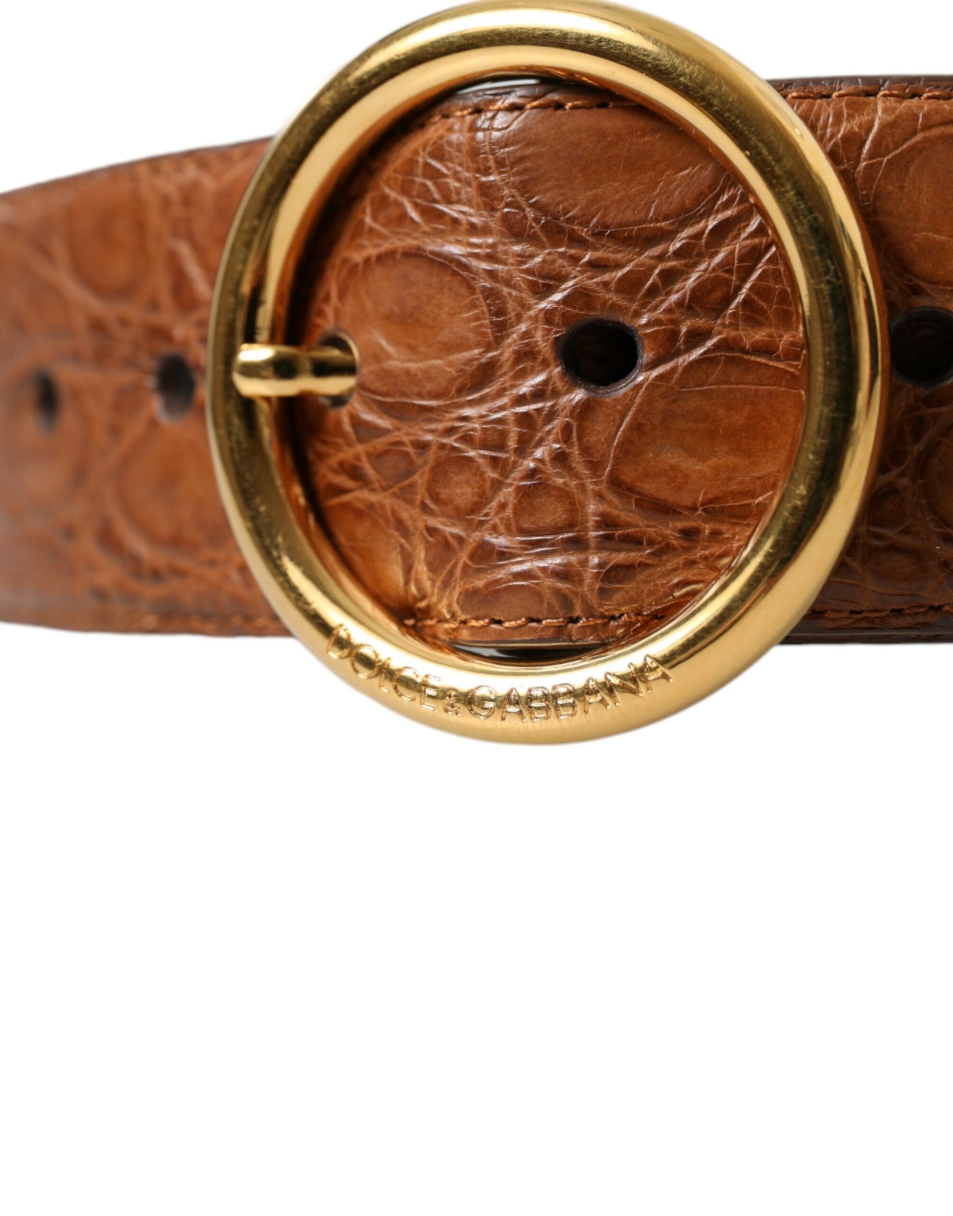 Dolce & Gabbana Elegant Exotic Leather Belt - Rich Brown - KALAJ