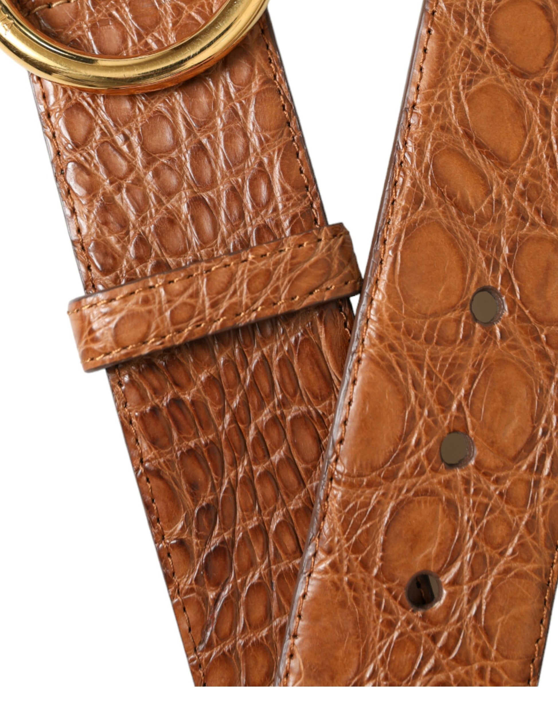 Dolce & Gabbana Elegant Exotic Leather Belt - Rich Brown - KALAJ