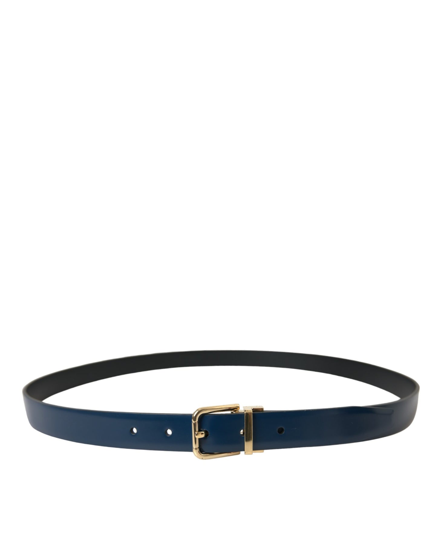 Dolce & Gabbana Elegant Blue Leather Belt with Metal Buckle - KALAJ