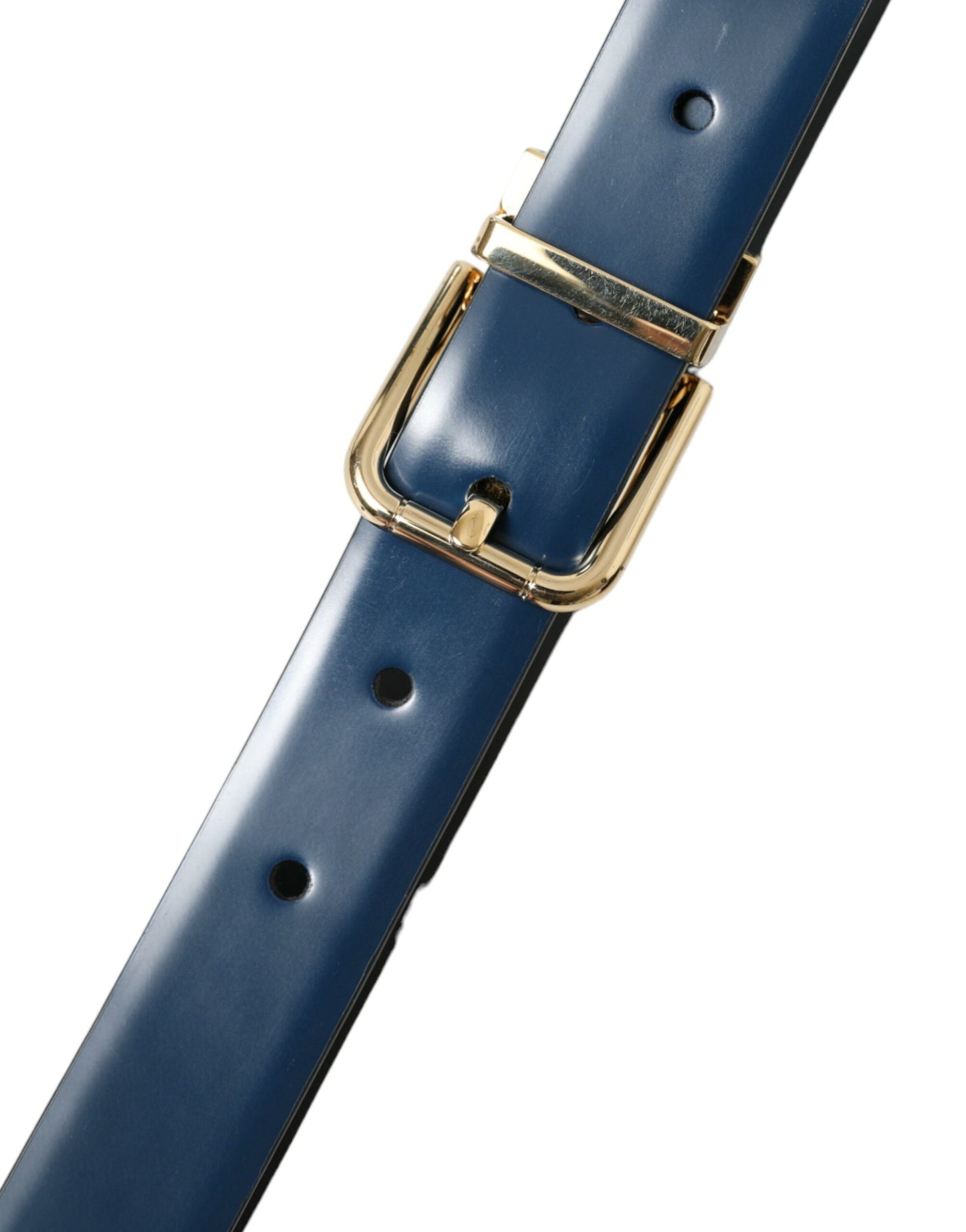 Dolce & Gabbana Elegant Blue Leather Belt with Metal Buckle - KALAJ