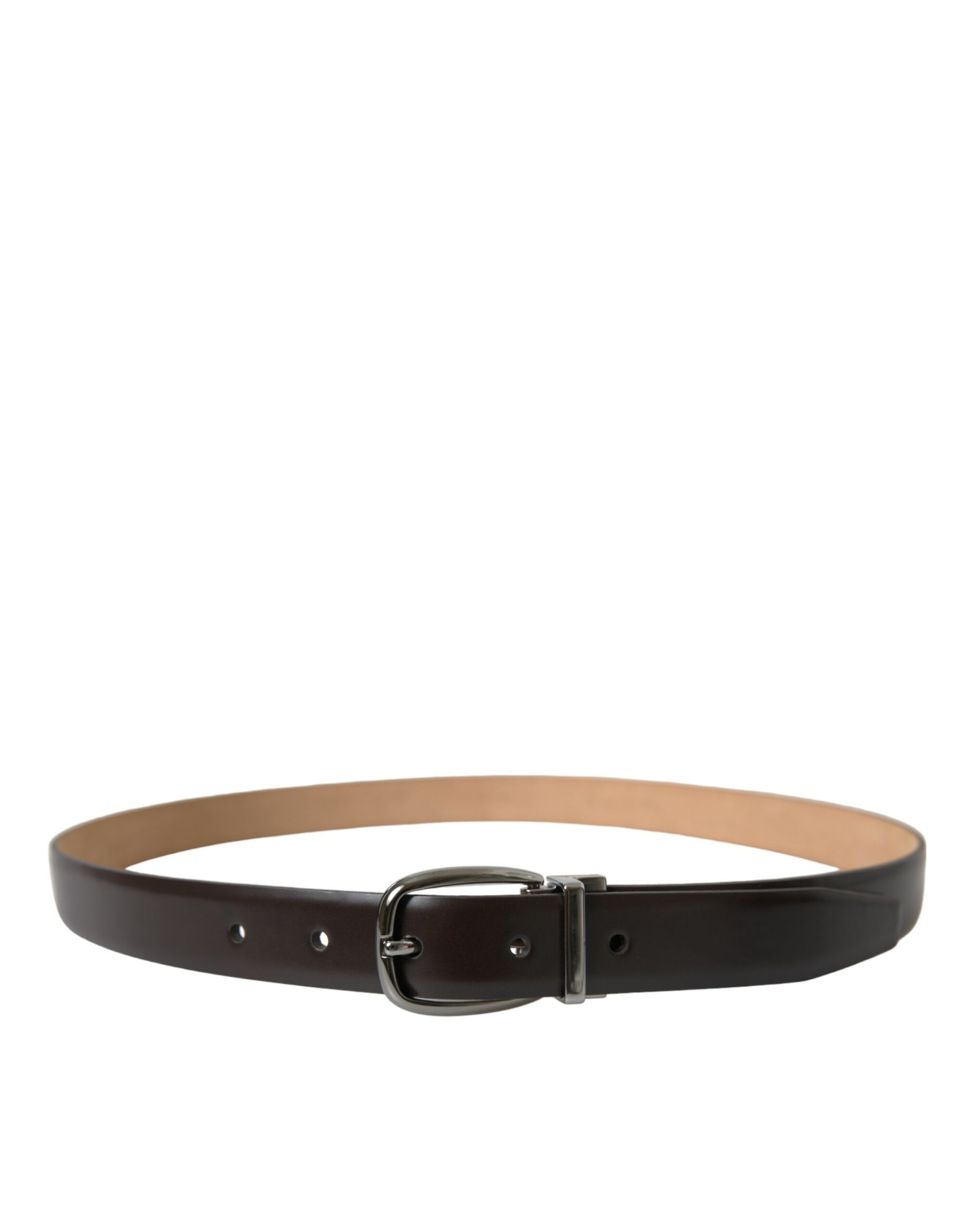 Dolce & Gabbana Elegant Dark Brown Calf Leather Belt - KALAJ