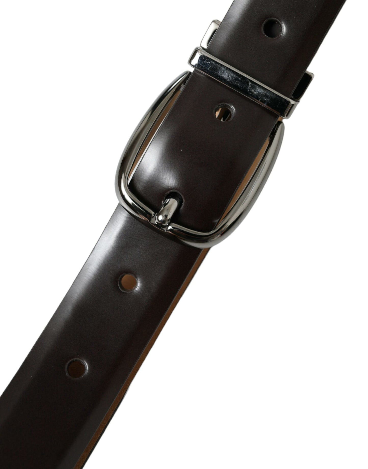 Dolce & Gabbana Elegant Dark Brown Calf Leather Belt - KALAJ