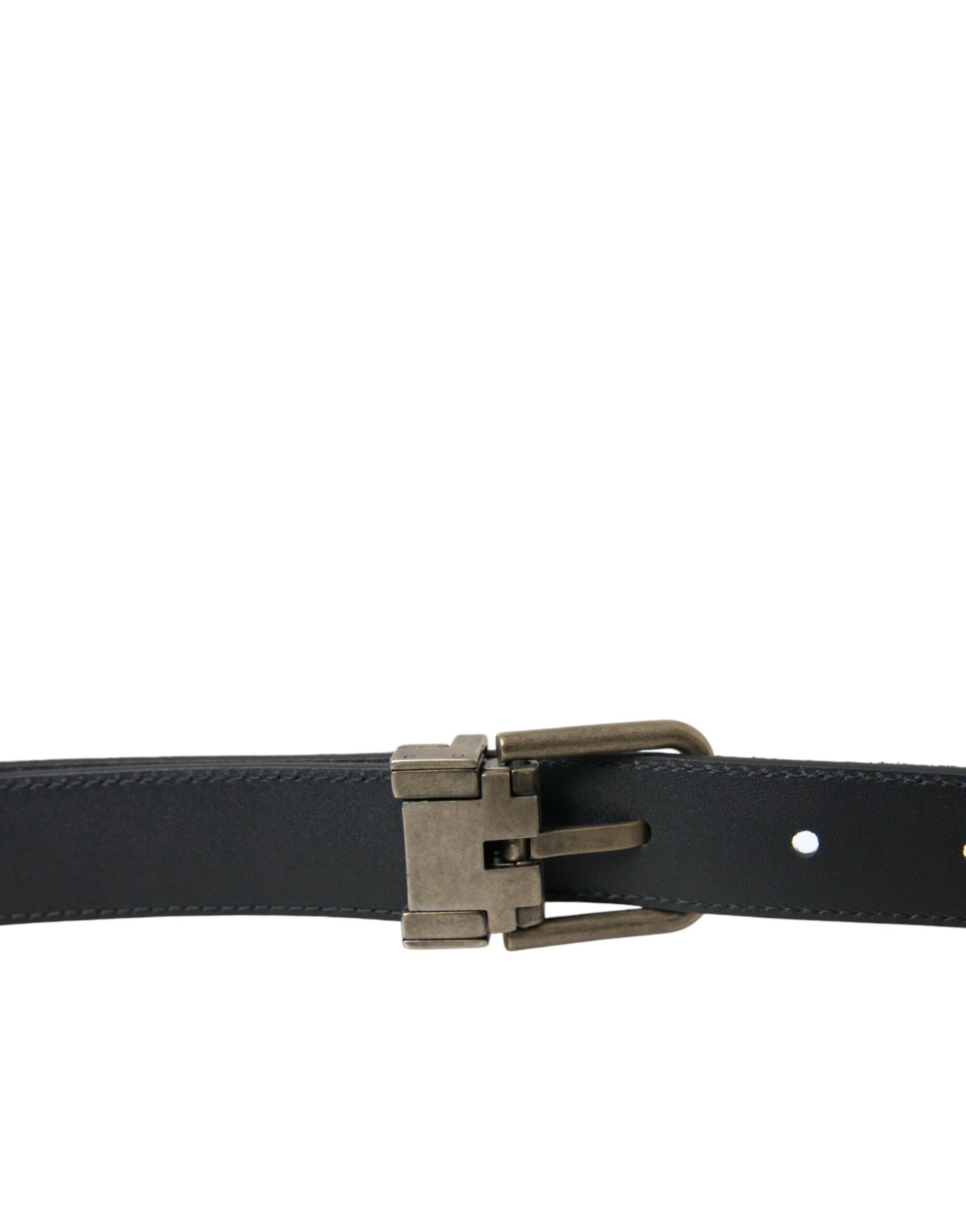 Dolce & Gabbana Elegant Black Leather Belt with Metal Buckle - KALAJ