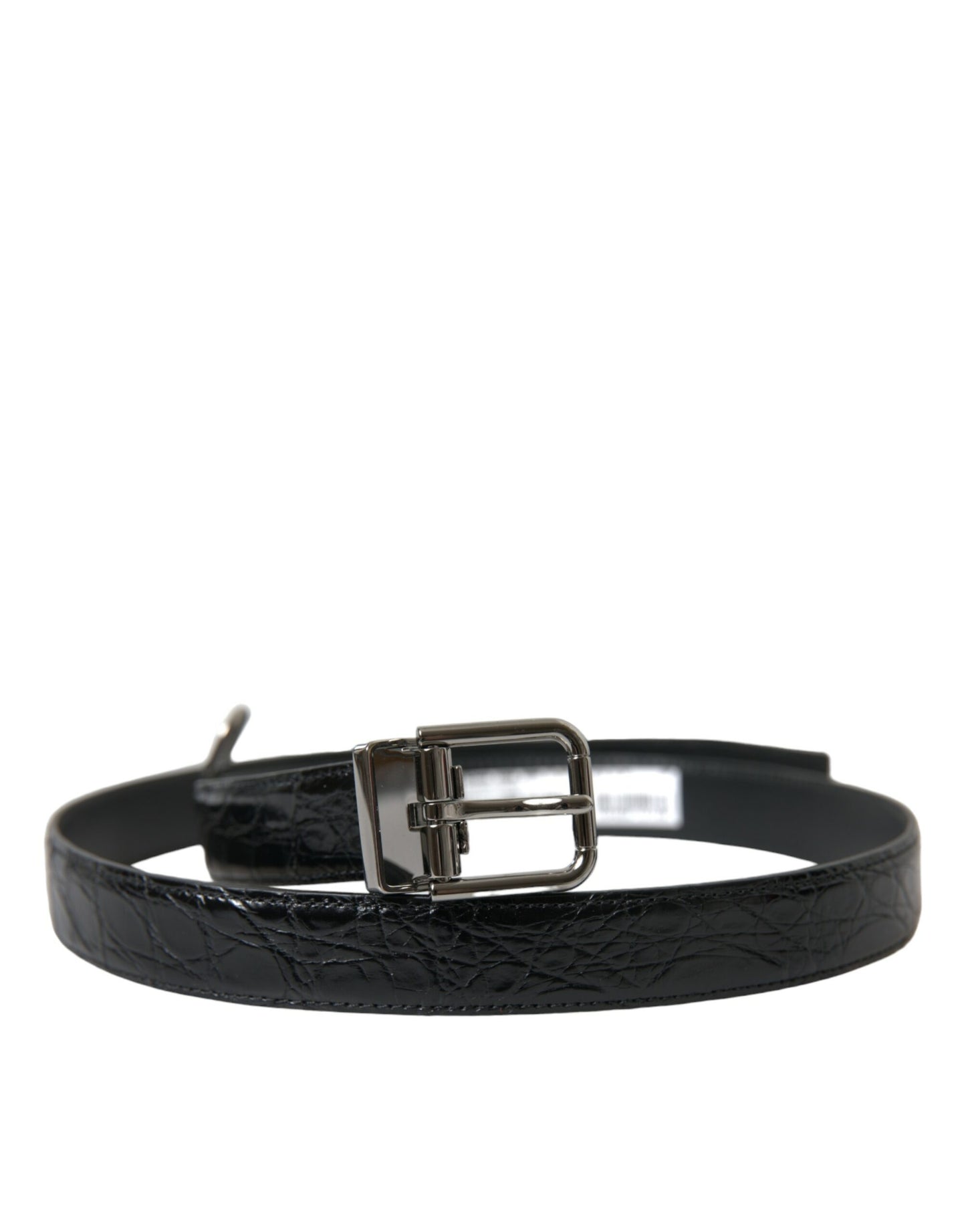 Dolce & Gabbana Elegant Black Leather Belt with Metal Buckle - KALAJ