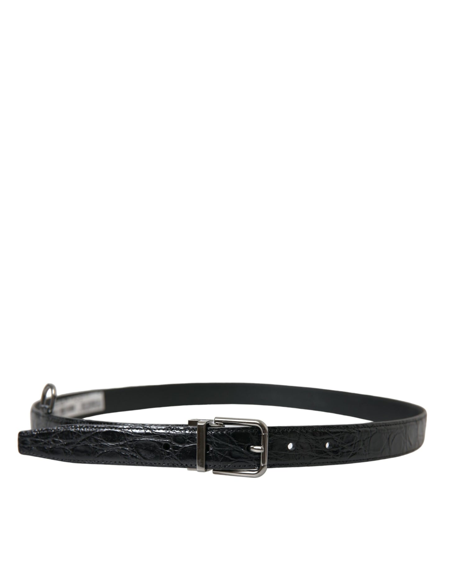 Dolce & Gabbana Elegant Black Leather Belt with Metal Buckle - KALAJ