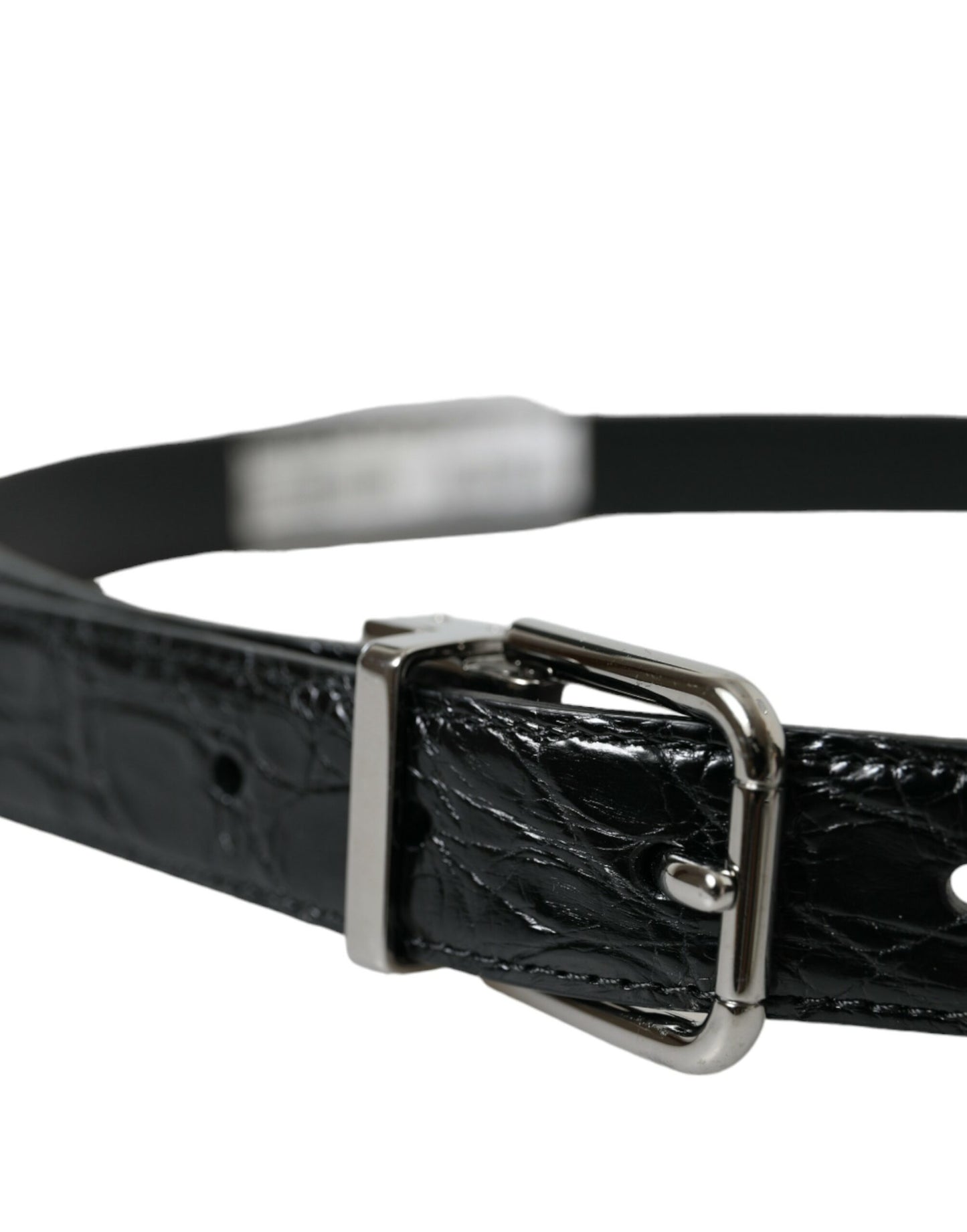 Dolce & Gabbana Elegant Black Leather Belt with Metal Buckle - KALAJ