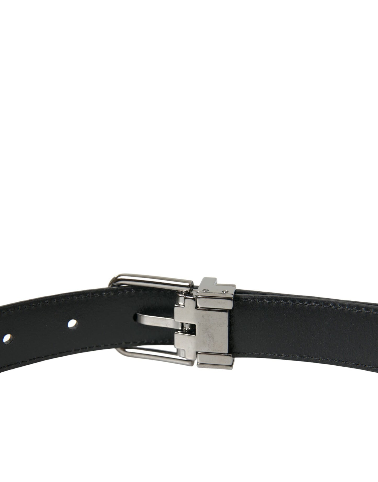 Dolce & Gabbana Elegant Black Leather Belt with Metal Buckle - KALAJ