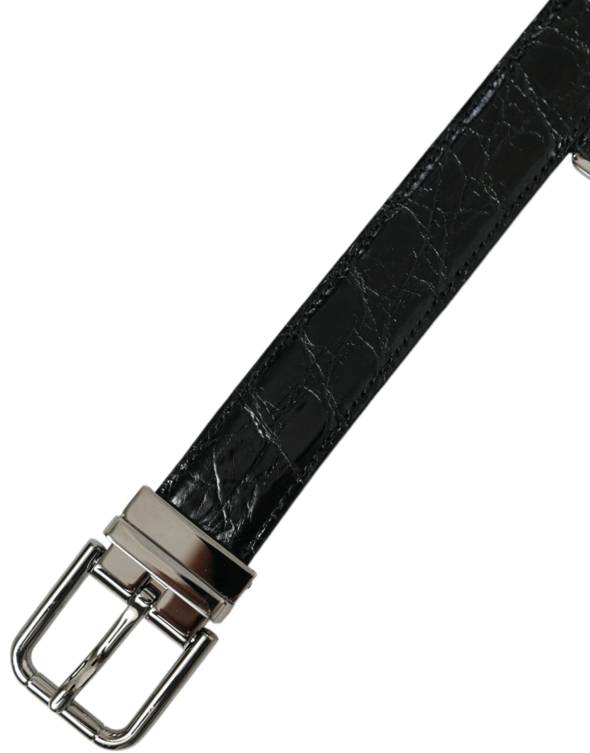 Dolce & Gabbana Elegant Black Leather Belt with Metal Buckle - KALAJ