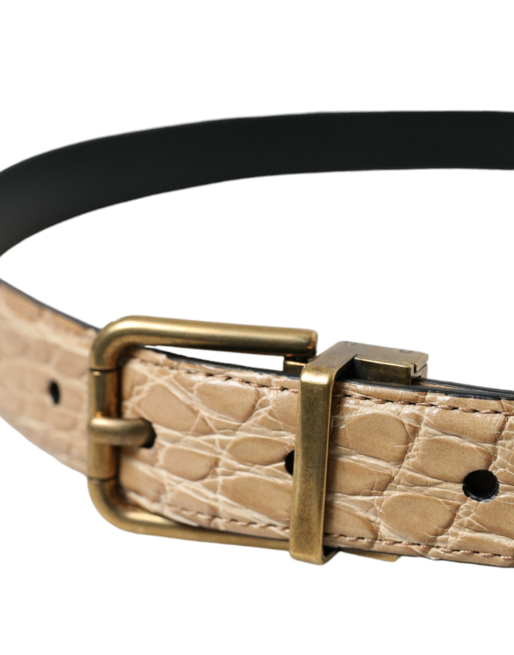 Dolce & Gabbana Elegant Beige Leather Belt - KALAJ