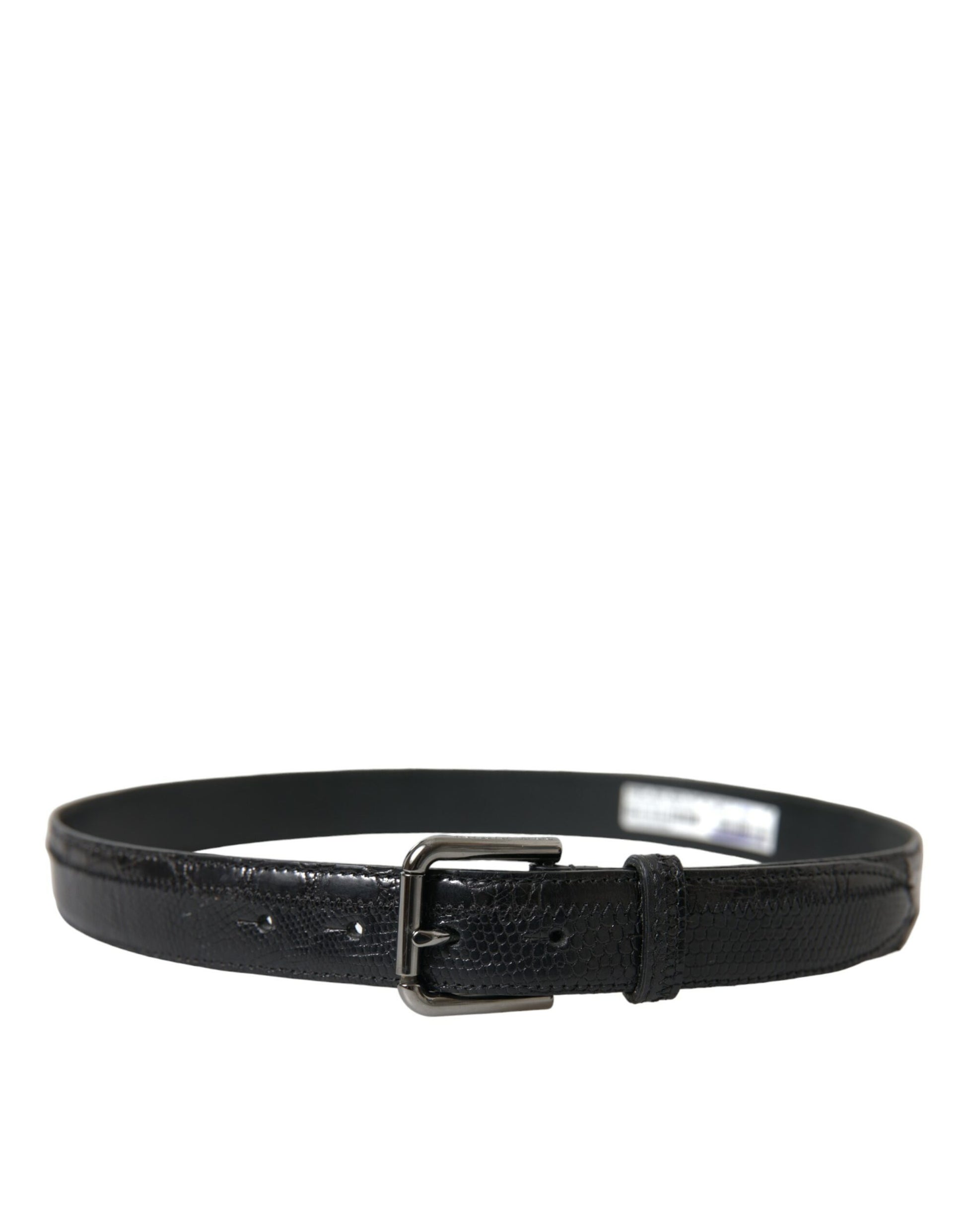 Dolce & Gabbana Elegant Black Leather Belt with Metal Buckle - KALAJ