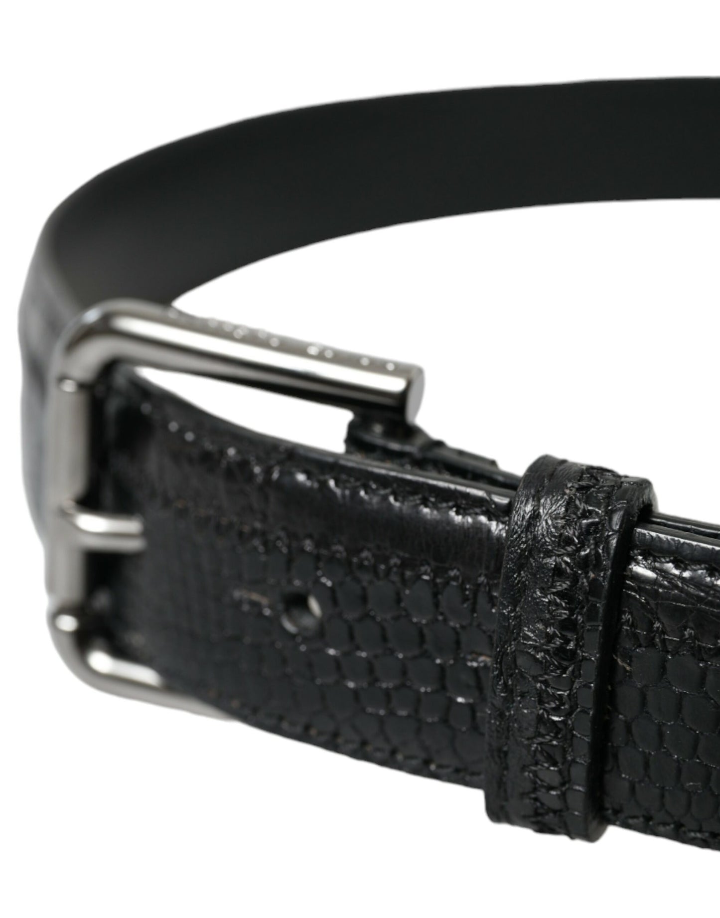 Dolce & Gabbana Elegant Black Leather Belt with Metal Buckle - KALAJ