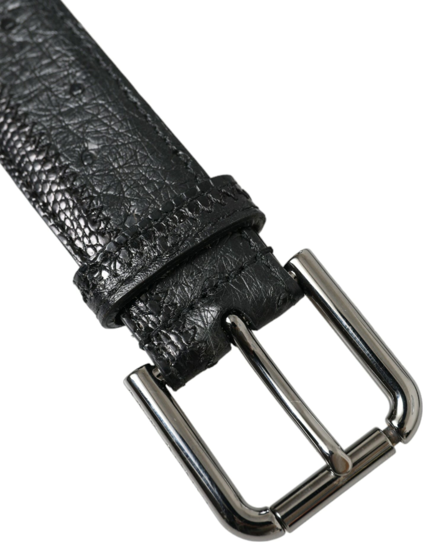 Dolce & Gabbana Elegant Black Leather Belt with Metal Buckle - KALAJ