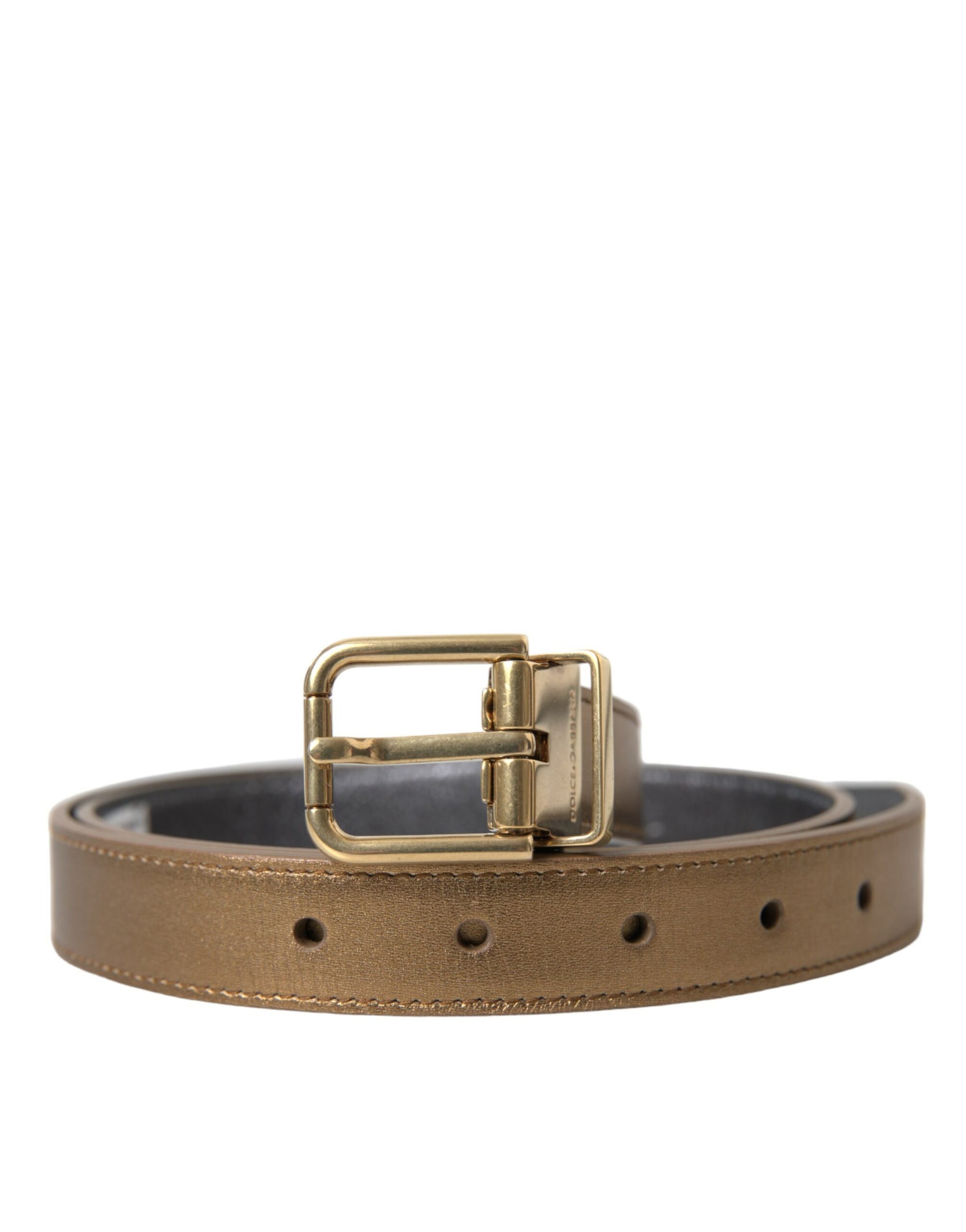 Dolce & Gabbana Metallic Gold Leather Belt - Timeless Elegance - KALAJ