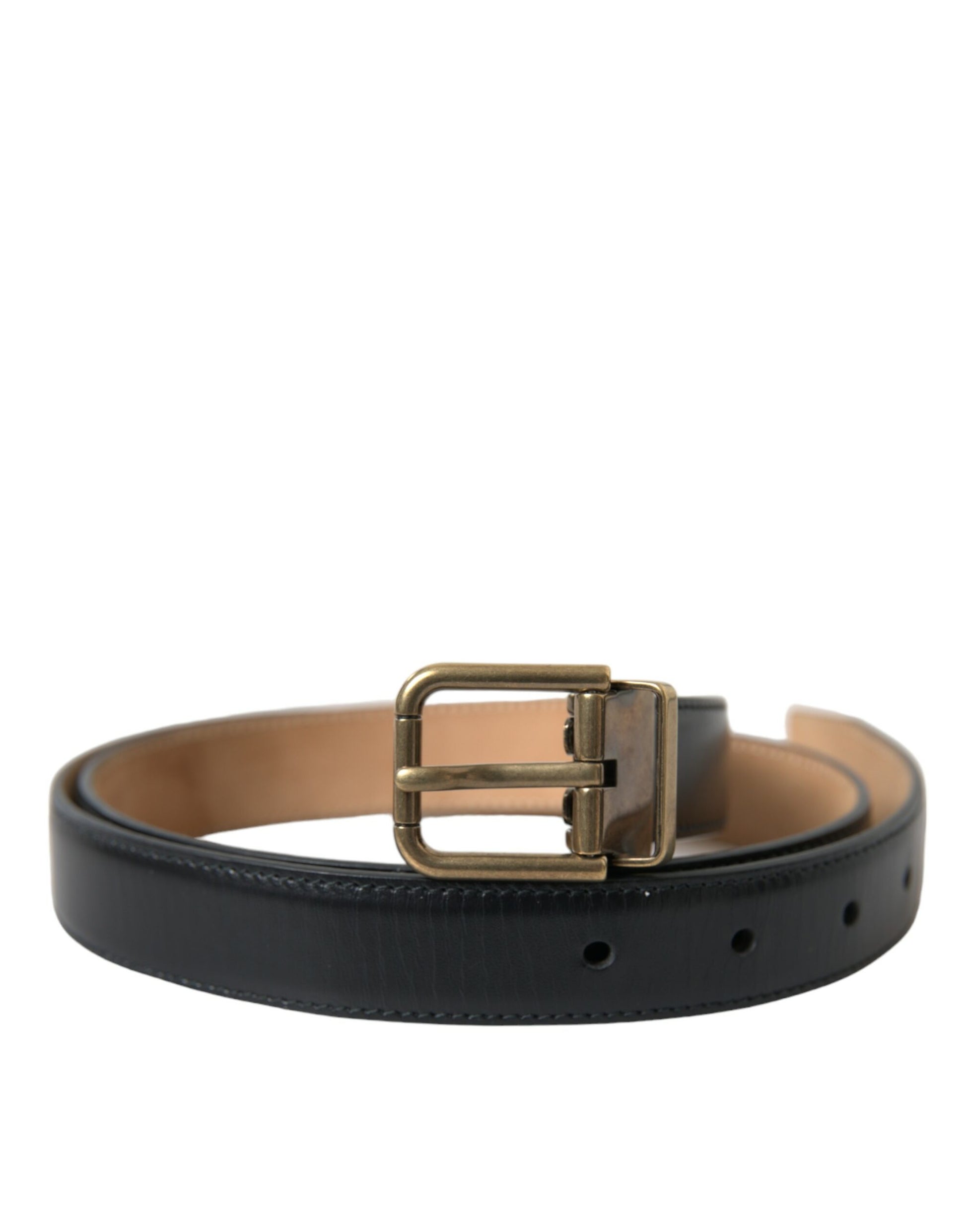 Dolce & Gabbana Elegant Black Calf Leather Belt - KALAJ